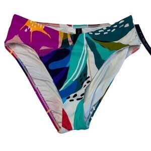 La Blanca Eclectic Shore V-Front High Leg & Waist Bikini Bottom SZ 14 NEW